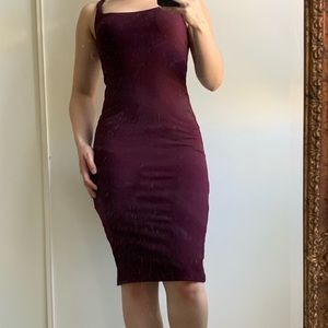 thick burgundy maxi dress
